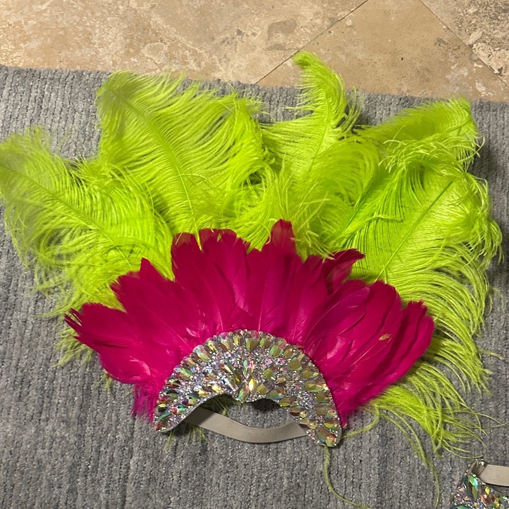 Halloween Vibrant Feather and Sequin Costume Set